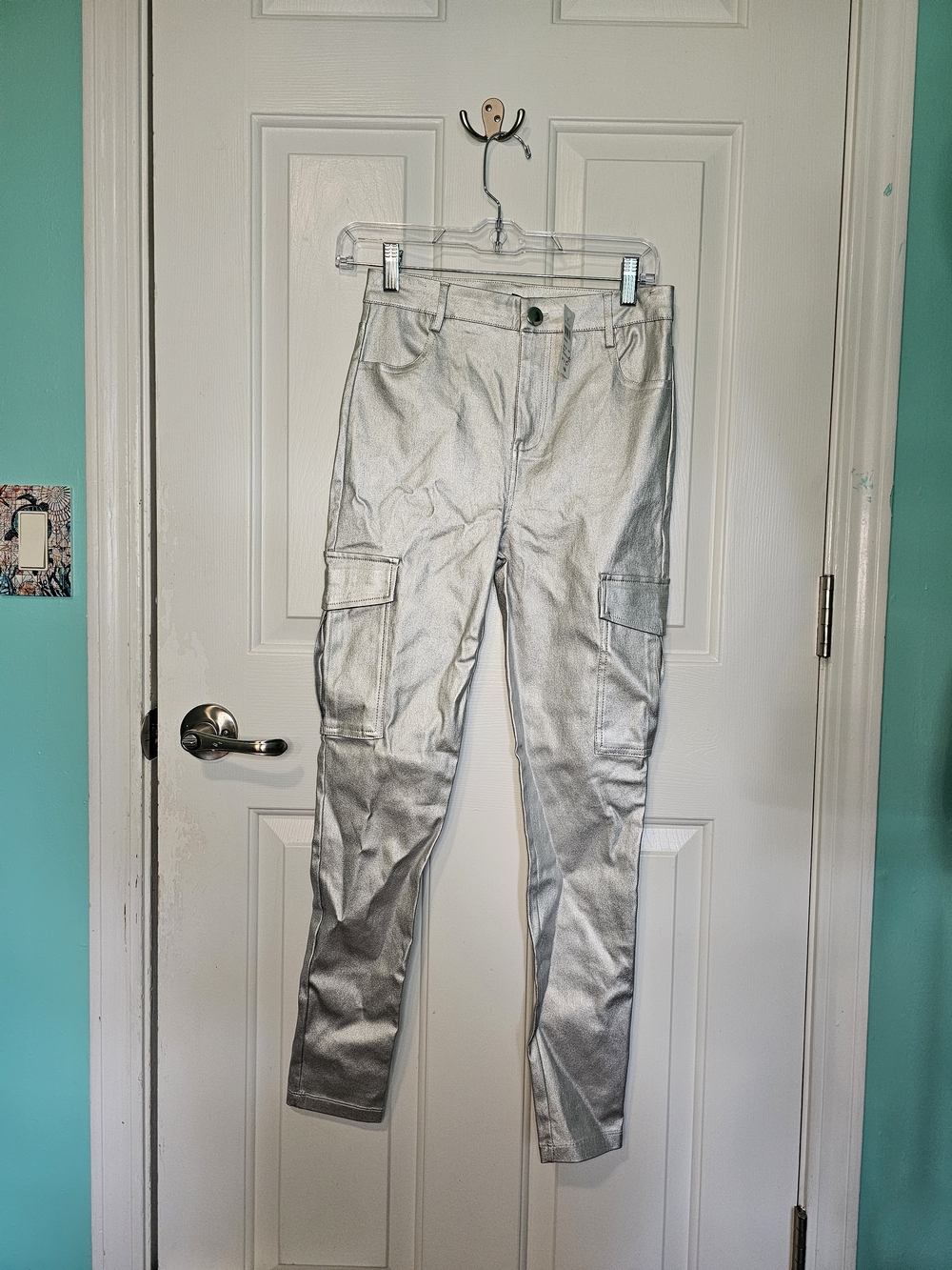 Windsor Metallic Silver Cargo Pants Junior's Size Sml NWT
